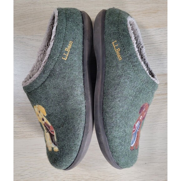 L L Bean Daybreak Scuff Slippers US 8 Embroidered Puppies Dogs Clogs House Shoes - Picture 5 of 8